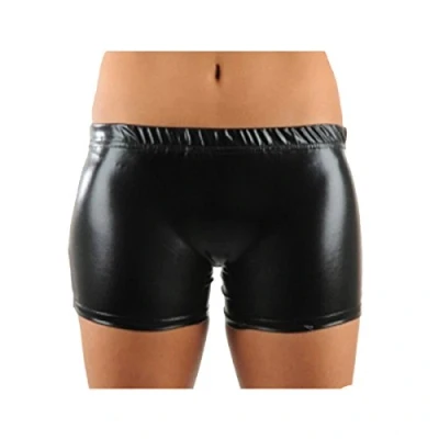 Image of Crazy Chick® Girls Metallic Shiny Hot Pant Shorts Stretchy Wet Look Pants Dance wear Gym Running Age 5 13 (9 10 Years, Black)