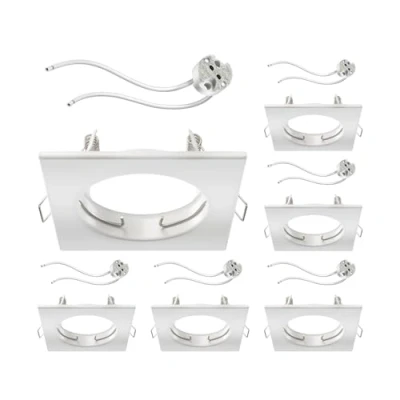 Image of ledscom.de 6 pcs. recessed Ceiling Frame RIR White matt Angular (LED/Halogen/MR16/50mm) incl. GU5.3 Socket