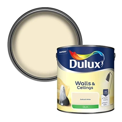 Image of Dulux Silk Emulsion Paint For Walls And Ceilings Daffodil White 2.5 Litres