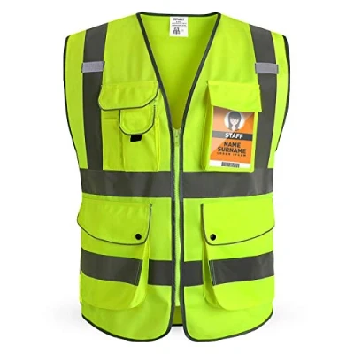 Image of HPHST Warning Vest for Men and Women high Visibility Cycling with Zipper Reflective Work EN ISO 20471 (Yellow 3X Large)