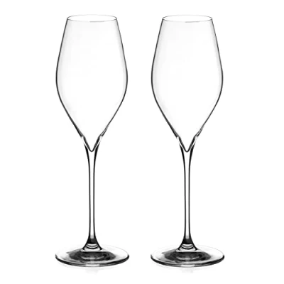 Image of DIAMANTE Prosecco Glasses Pair Plain Undecorated Crystal Made from Premium Lead Free Set of 2