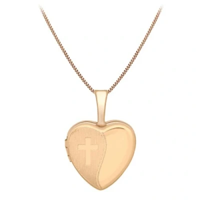 Image of Carissima Gold Women&#039;s 9ct Rose 12mm Heart Locket Pendant on Curb Chain Necklace of 46cm