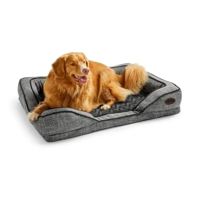 Image of Silentnight Orthopaedic Luxury Pet Dog Cat Bed Cosy Comfortable Large Puppy Sofa with Machine Washable Removable Cover, Contoured Foam Support and Non Slip Base Grey, 95 x 69 19 cm