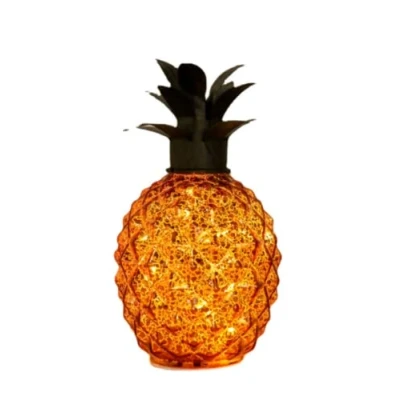 Image of anso Gold/Silver Glass Pineapple Bedside Table Lamp Desk Night LED Light Home Decor (Gold)