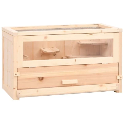 Image of vidaXL Hamster Cage 60x30x35 cm Solid Wood Fir