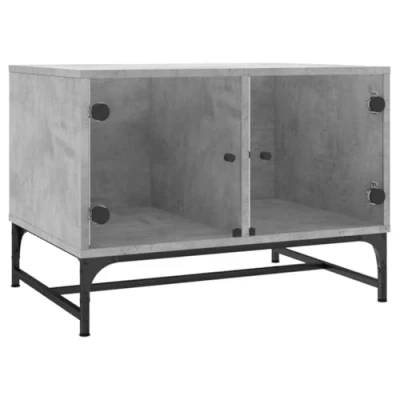 Image of vidaXL Coffee Table with Glass Doors Concrete Grey 68.5x50x50 cm