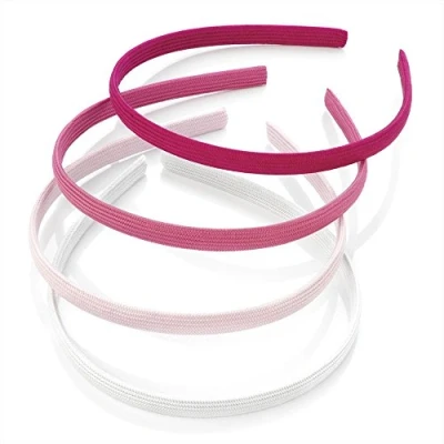 Image of Pk 4 Fabric Headbands Alice Bands Bright Neon Pastel Black Red White Navy Hair Pink Tones