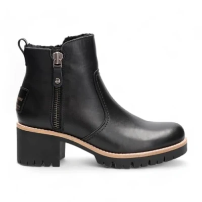 Image of Panama Jack Women&#039;s Black Trav B2 Leather Ankle Boots