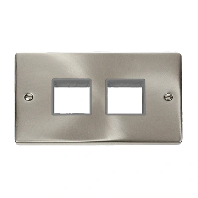 Image of Click Deco 2 Gang Plate x Aperture Unfurnished Satin Chrome Grey Inserts