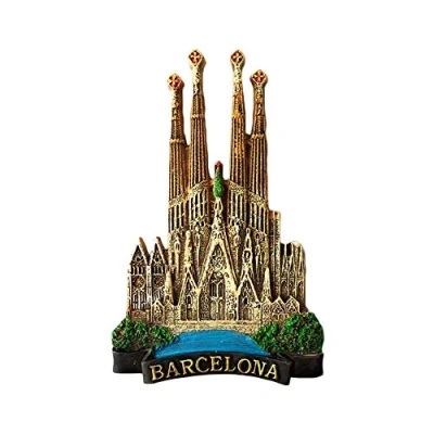 Image of 3D Sagrada Familia Barcelona Spain Refrigerator Fridge Magnet Tourist Souvenirs Handmade Resin Craft Magnetic Stickers Home Kitchen Decoration Travel Gift