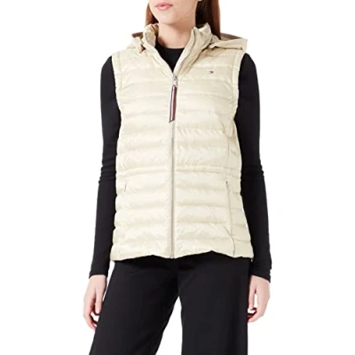 Image of Tommy Hilfiger Women Feminine LW Down Vest Padded, Beige (Light Sandalwood), M