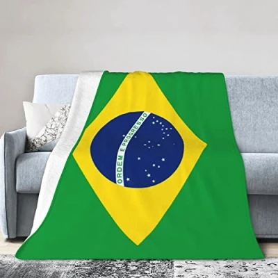 Image of Melbrakin Brazil Flag Blanket Throw Flannel Fleece Soft Fuzzy Lightweight for Sofa Bedroom Couch 50&quot;x40&quot;