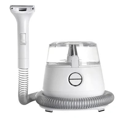 Image of Powersonic Pet Multi Function Dog Hair Trimmer Clippers Vacuum Cleaner Grooming Brush Self Cleaning Slicker and Shedding Attachment Kit 4 Combs &amp; 5 Heads