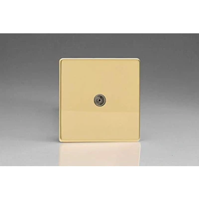 Image of Varilight Screw Less Flat Plate Co axial TV Socket Polished Brass