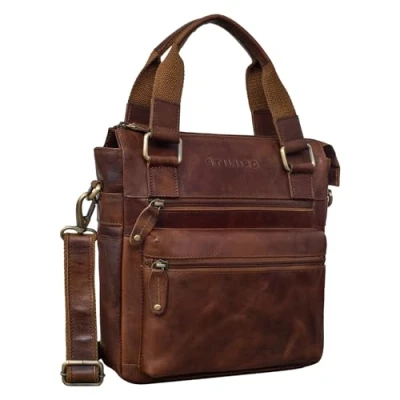 Image of STILORD &#039;Lucia&#039; Vintage Leather Bag Ladies Genuine Leisure Handbag Crossbody Elegant Evening for 9.7 inch iPad, Colour:Porto Cognac