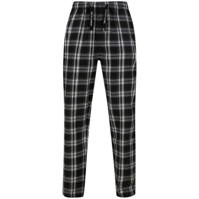 Image of Tokyo Laundry Men&#039;s Bennett Brushed Flannel Woven Checked Cotton Lounge Pants Jet Black S