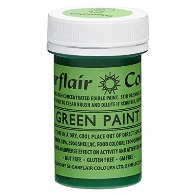 Image of Sugarflair Green Edible Food Paint, for Painting Icing, Sugar Pastes, Flower &amp; Modelling Royal Marzipan Buttercream 20g