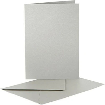 Image of Creativ Company 23821 10 Piece Pearlescent Cards and Envelopes, Silver , 11.5x16.5 cm