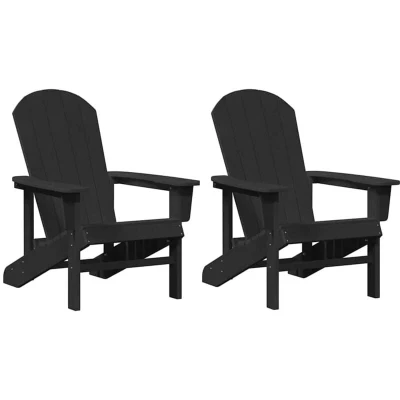 Image of vidaXL Adirondack Chairs 2 pcs Black 74x82x90 cm HDPE