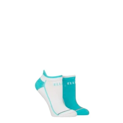 Image of Women&#039;s 2 Pair Elle Sports Cotton Cushioned Trainer Socks Aqua 4 8