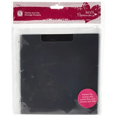 Image of Papermania Stamp &amp; Die Storage Pockets with Magnetic Shim, Clear, 10 x 10, Wallet Pockets, Black Shims, Stores Stamps and Cutting Dies