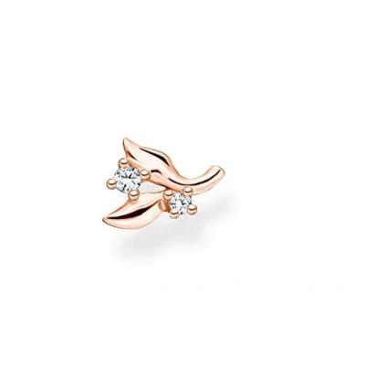 Image of Thomas Sabo Women Single Stud Earring Leaves with White Stones 925 Sterling Silver