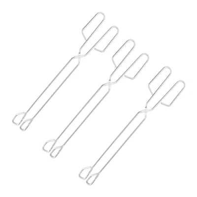 Image of Relaxdays Set of 3 Barbecue Tongs, Heat Resistant Stainless Steel, Scissor Shape, for Grill &amp; Kitchen, 38 cm, Silver, x 8 4.5 cm