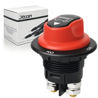 Image of Jtron car battery isolator switch 12v 100A 32vmac mini cut off on 2 position 29mm for road vehicles, trucks, motorcycles, boats