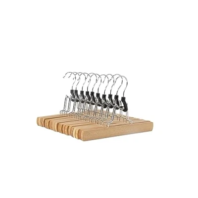 Image of Amazon Basics Wooden Pants Hangers, 10 Pack, 25 cm, Natural