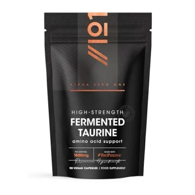 Image of Fermented Taurine 1500mg with BioPerine® 90 Vegan Capsules High Strength Amino Acid Supplement 45 Day Supply Resealable and Recyclable Pouch by Alpha01