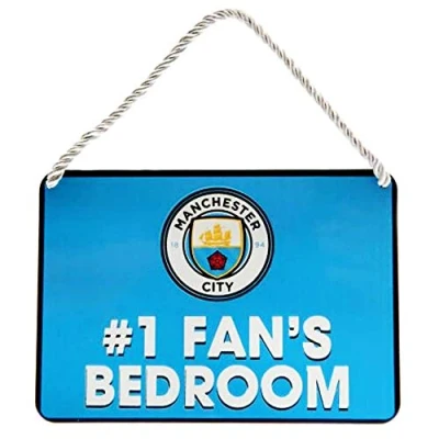 Image of Manchester City No.1 Fan Metal Bedroom Sign (16cm x 11cm)