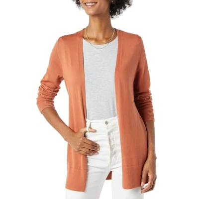 Image of Amazon Essentials Women&#039;s Lightweight Open Front Cardigan Jumper (Available in Plus Size), Caramel, S