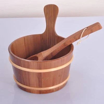Image of MNBVH Sauna Bucket Set Cedar Wood With Including Insert And Ladle，Sauna Accessories,