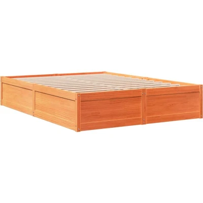 Image of vidaXL Bed Frame without Mattress Wax Brown 140x190 cm Solid Wood Pine