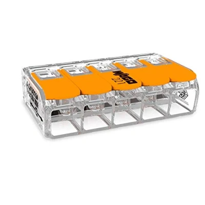 Image of 10 Pieces Wago 221 415 Connection Terminal 5 Wires with Lever 0,2 4 qmm Small Design, Transparent