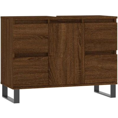 Image of vidaXL Bathroom Cabinet Brown Oak 80x33x60 cm Engineered Wood