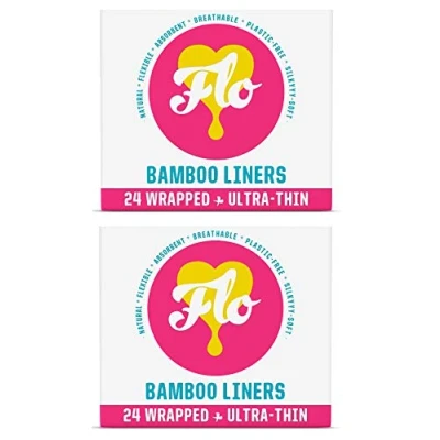 Image of Flo Organic Bamboo Panty Liners, Wrapped Ultra Thin, 2 Pack (2 x 24)