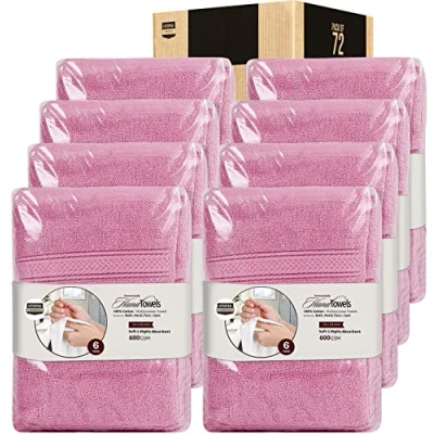Image of Utopia Towels [72 Pack Premium Hand 100% Combed Ring Spun Cotton, Ultra Soft and Highly Absorbent, Extra Large Thick 41 x 71 cm, Hotel &amp; Spa Quality (Pink)
