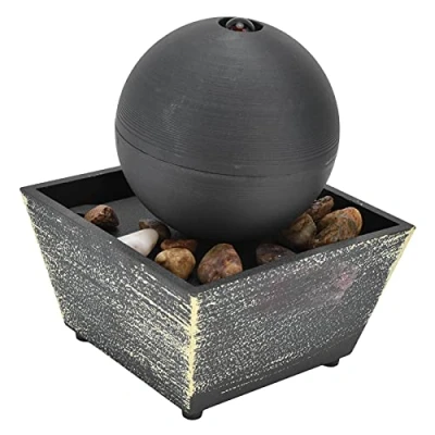 Image of Tabletop Water Fountain,Tabletop Ball Flowing Feng Shui Zen Meditation Indoor Waterfall Feature Relaxation Desktop Fountain with LED Light for Home Office Bedroom Decoration