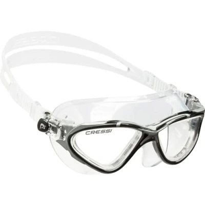 Image of CRESSI Planet Goggles Clear/Frame Black Silver Premium Anti Fog Adult Swim Mask 100% UV Silver, One Size
