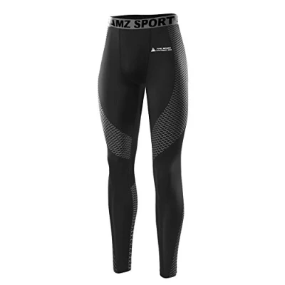 Image of AMZSPORT Men&#039;s Skin Compression Pants Sport Tights Leggings Cool Dry Base Layer for All Season, Silver 28, XL