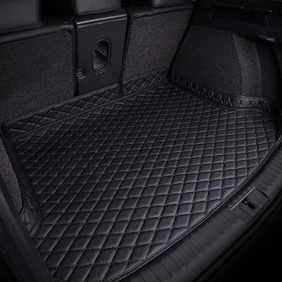 Image of Tailored Car Leather Boot Mats For Jaguar XE 2014 2018, Rear Trunk Cargo Tray Liners Luggage Mat Anti Scratch Carpets Protector Pad High Side Interior Accessories,A/Black