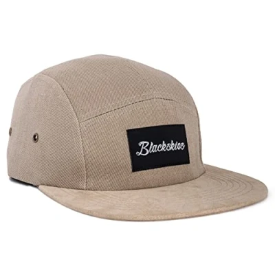 Image of Blackskies Port Blair 5 Panel Cap Men Women Surf Skate Sun Hat Unisex Baseball Beige Suede Snapback
