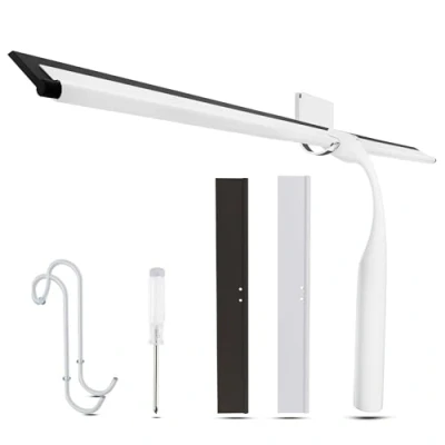 Image of Wunset 40 cm White Shower Squeegee, Large Window Squeegee 6 Pieces Set Including 2 Replacement Silicone Lips, Cleaner for Doors and Various Smooth Surfaces (40 cm, White)