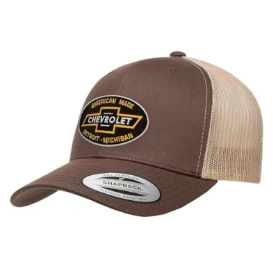 Image of Chevrolet Officially Licensed American Made Premium Trucker Cap (Brown Khaki)