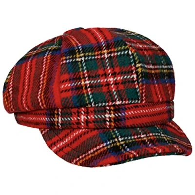 Image of Lipodo Plaidy Balloon Cap for Ladies Shield with 100% Cotton Lining Ladies? Multicolor Check Pattern Washable Peaked Elastic Band Fall/Winter red S (55 56 cm)