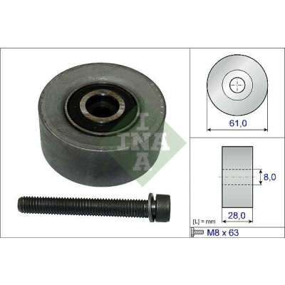 Image of 71739801 Deflection/Guide Pulley, timing belt INA 532 0472 10 61mm VAUXHALL: Astra Mk5 Sport Hatch, Corsa Mk3, Zafira Mk2, ALFA ROMEO: 159 Saloon
