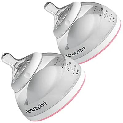 Image of nanobebe Breastmilk Baby Bottles for Breastfed Babies, Breastfeeding Newborn Breast Like, Anti Colic, Perfect Latch, Preserves Milk nutrients 2pk (Award Winning Innovation), Pink