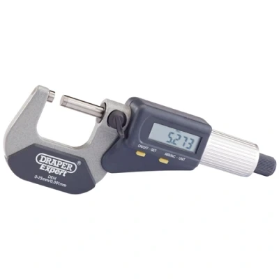 Image of Draper Dual Reading Digital External Micrometer, 0 25mm/0 1&quot;