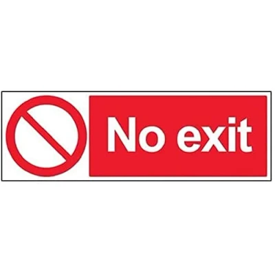 Image of V Safety No Exit Prohibition Sign 600mm x 200mm 1mm Rigid Plastic